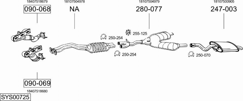 Bosal SYS00725 - Izplūdes gāzu sistēma autodraugiem.lv