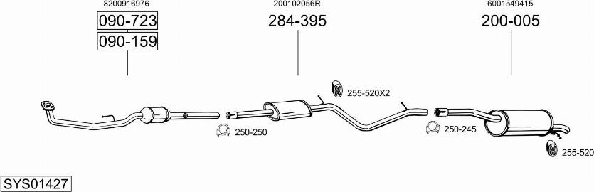 Bosal SYS01427 - Izplūdes gāzu sistēma autodraugiem.lv