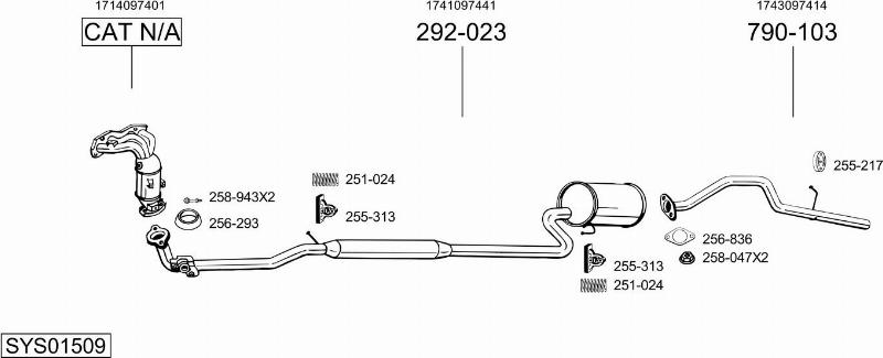 Bosal SYS01509 - Izplūdes gāzu sistēma autodraugiem.lv