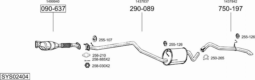 Bosal SYS02404 - Izplūdes gāzu sistēma autodraugiem.lv