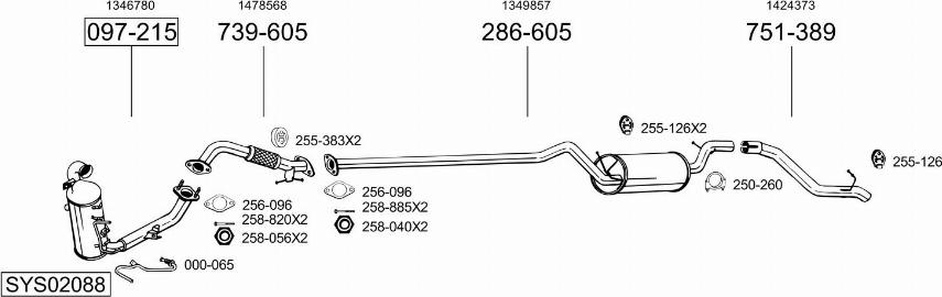 Bosal SYS02088 - Izplūdes gāzu sistēma autodraugiem.lv