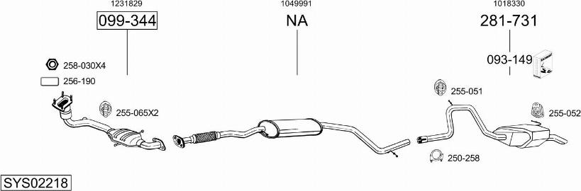 Bosal SYS02218 - Izplūdes gāzu sistēma autodraugiem.lv