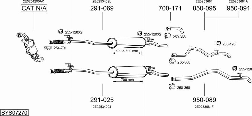 Bosal SYS07270 - Izplūdes gāzu sistēma autodraugiem.lv