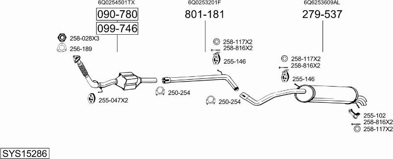 Bosal SYS15286 - Izplūdes gāzu sistēma autodraugiem.lv