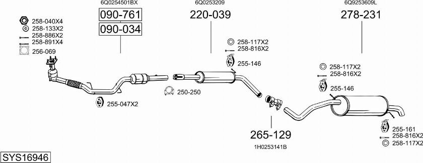 Bosal SYS16946 - Izplūdes gāzu sistēma autodraugiem.lv