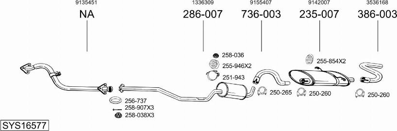 Bosal SYS16577 - Izplūdes gāzu sistēma autodraugiem.lv