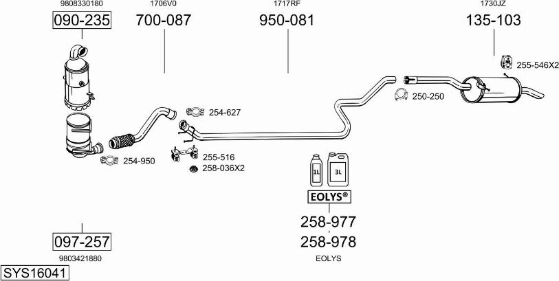 Bosal SYS16041 - Izplūdes gāzu sistēma autodraugiem.lv