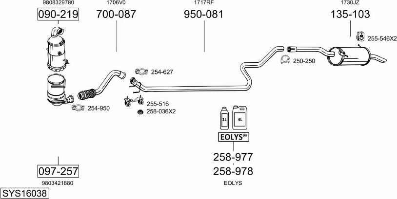 Bosal SYS16038 - Izplūdes gāzu sistēma autodraugiem.lv