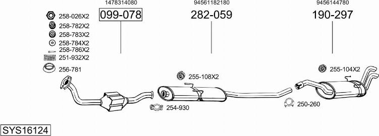 Bosal SYS16124 - Izplūdes gāzu sistēma autodraugiem.lv