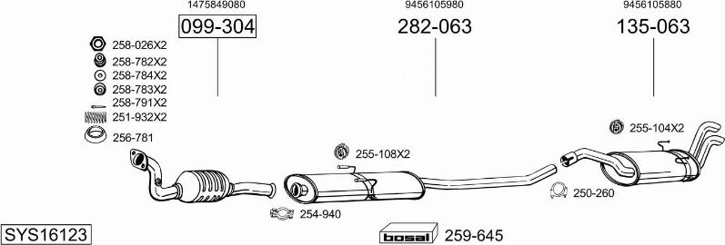 Bosal SYS16123 - Izplūdes gāzu sistēma autodraugiem.lv