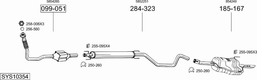 Bosal SYS10354 - Izplūdes gāzu sistēma autodraugiem.lv