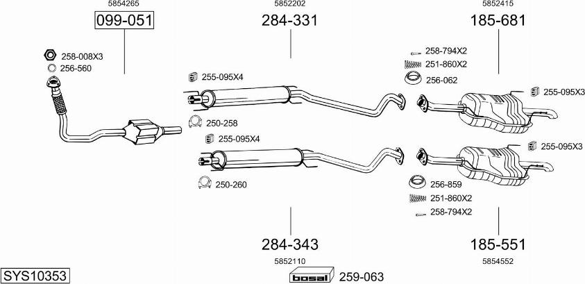 Bosal SYS10353 - Izplūdes gāzu sistēma autodraugiem.lv