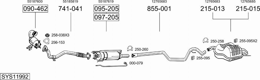 Bosal SYS11992 - Izplūdes gāzu sistēma autodraugiem.lv