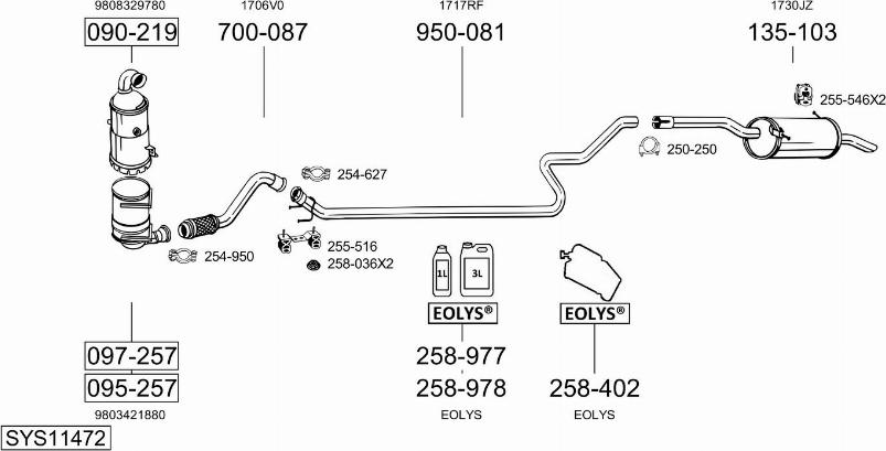 Bosal SYS11472 - Izplūdes gāzu sistēma autodraugiem.lv