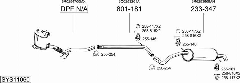 Bosal SYS11060 - Izplūdes gāzu sistēma autodraugiem.lv