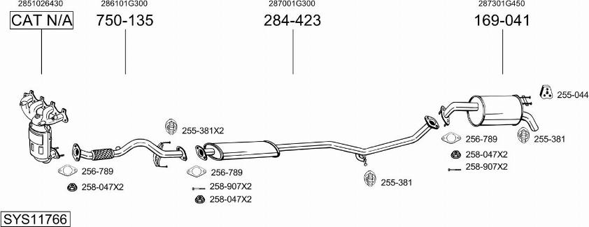 Bosal SYS11766 - Izplūdes gāzu sistēma autodraugiem.lv