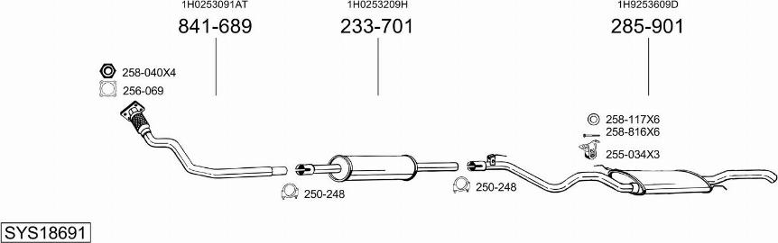 Bosal SYS18691 - Izplūdes gāzu sistēma autodraugiem.lv