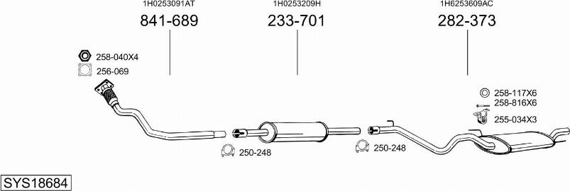 Bosal SYS18684 - Izplūdes gāzu sistēma autodraugiem.lv