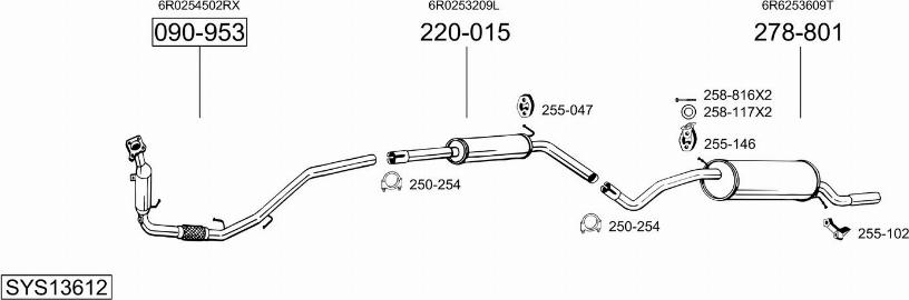 Bosal SYS13612 - Izplūdes gāzu sistēma autodraugiem.lv