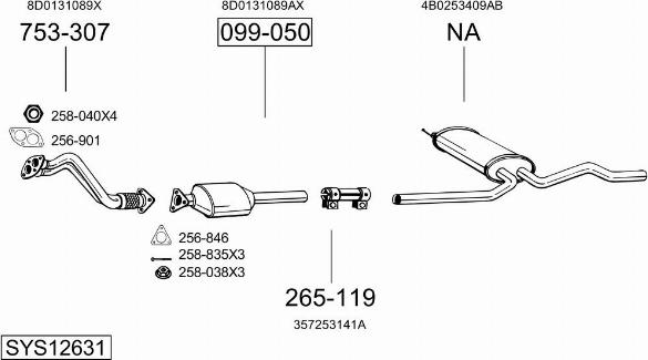 Bosal SYS12631 - Izplūdes gāzu sistēma autodraugiem.lv