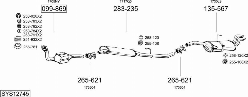 Bosal SYS12745 - Izplūdes gāzu sistēma autodraugiem.lv