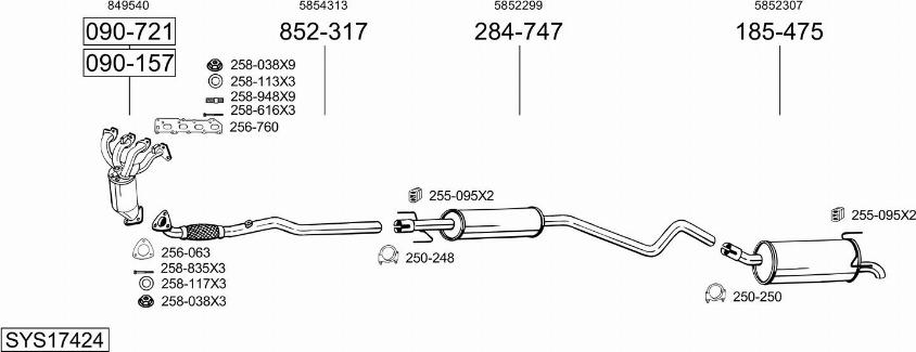 Bosal SYS17424 - Izplūdes gāzu sistēma autodraugiem.lv