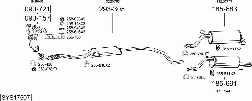 Bosal SYS17507 - Izplūdes gāzu sistēma autodraugiem.lv