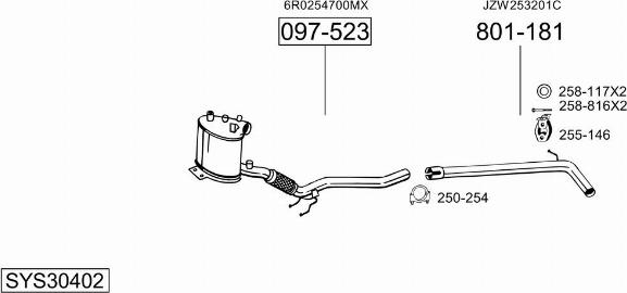 Bosal SYS30402 - Izplūdes gāzu sistēma autodraugiem.lv