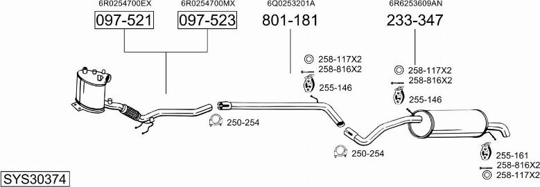 Bosal SYS30374 - Izplūdes gāzu sistēma autodraugiem.lv