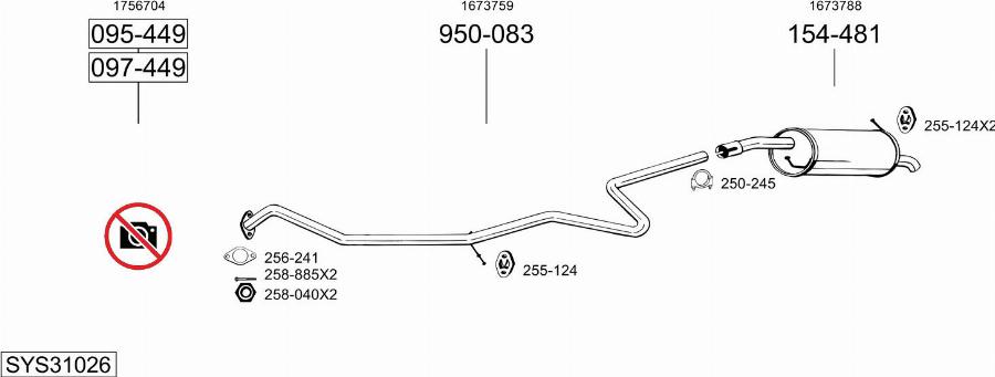 Bosal SYS31026 - Izplūdes gāzu sistēma autodraugiem.lv