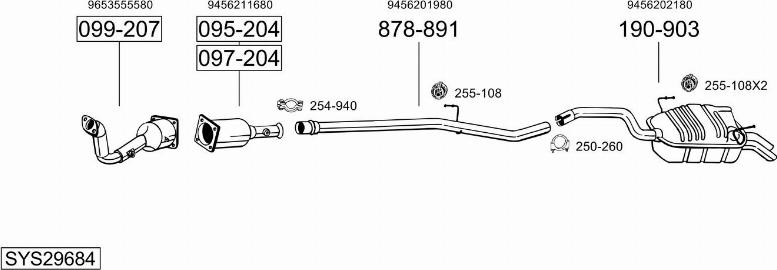 Bosal SYS29684 - Izplūdes gāzu sistēma autodraugiem.lv