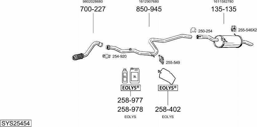 Bosal SYS25454 - Izplūdes gāzu sistēma autodraugiem.lv