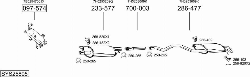 Bosal SYS25805 - Izplūdes gāzu sistēma autodraugiem.lv