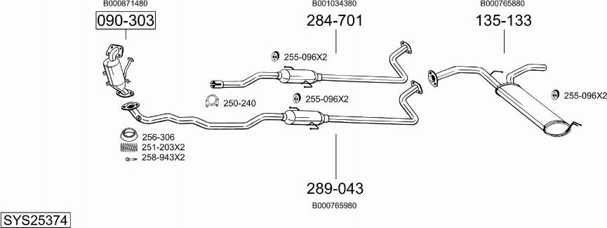 Bosal SYS25374 - Izplūdes gāzu sistēma autodraugiem.lv