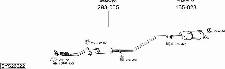 Bosal SYS26622 - Izplūdes gāzu sistēma autodraugiem.lv