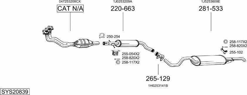 Bosal SYS20839 - Izplūdes gāzu sistēma autodraugiem.lv