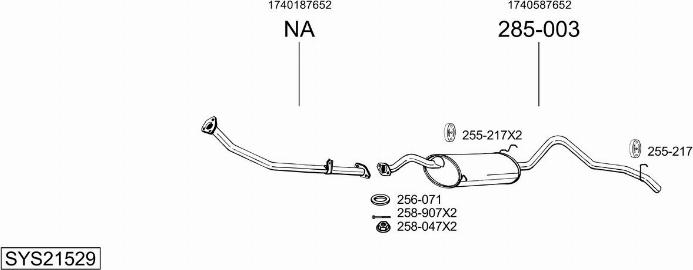 Bosal SYS21529 - Izplūdes gāzu sistēma autodraugiem.lv