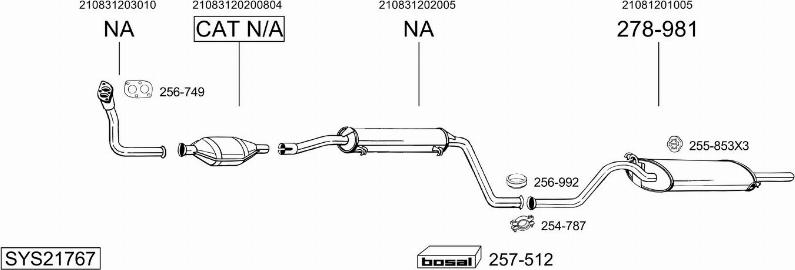 Bosal SYS21767 - Izplūdes gāzu sistēma autodraugiem.lv