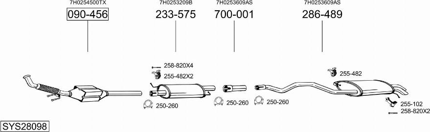 Bosal SYS28098 - Izplūdes gāzu sistēma autodraugiem.lv