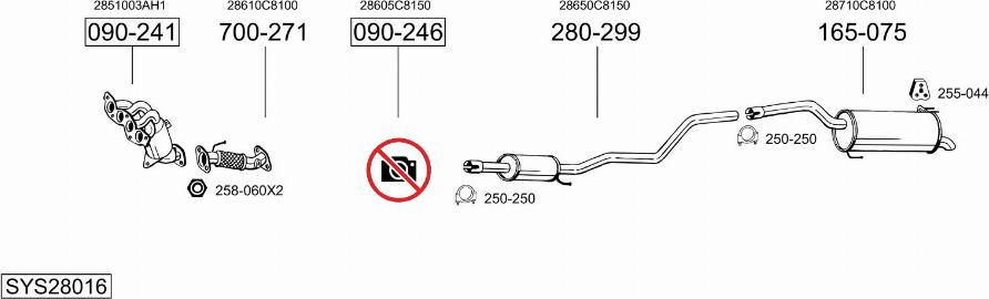 Bosal SYS28016 - Izplūdes gāzu sistēma autodraugiem.lv