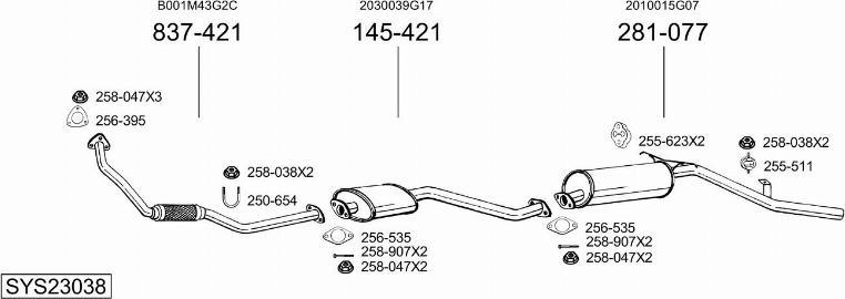 Bosal SYS23038 - Izplūdes gāzu sistēma autodraugiem.lv