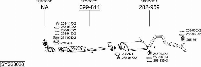 Bosal SYS23028 - Izplūdes gāzu sistēma autodraugiem.lv