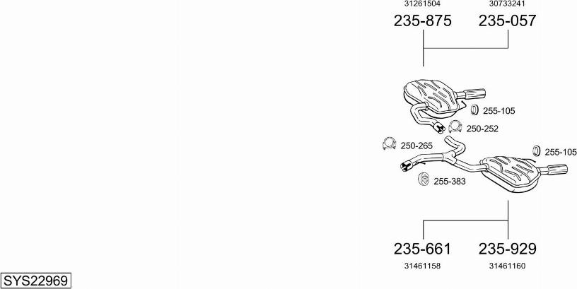 Bosal SYS22969 - Izplūdes gāzu sistēma autodraugiem.lv