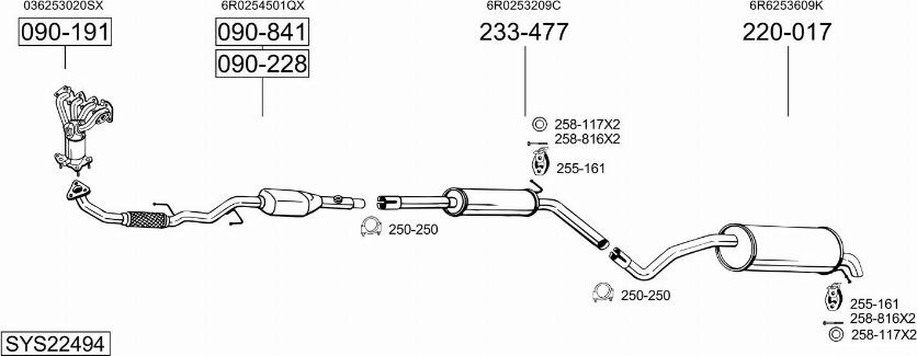 Bosal SYS22494 - Izplūdes gāzu sistēma autodraugiem.lv