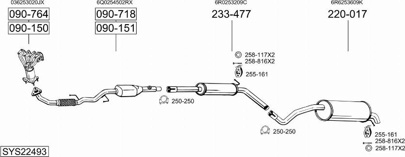 Bosal SYS22493 - Izplūdes gāzu sistēma autodraugiem.lv