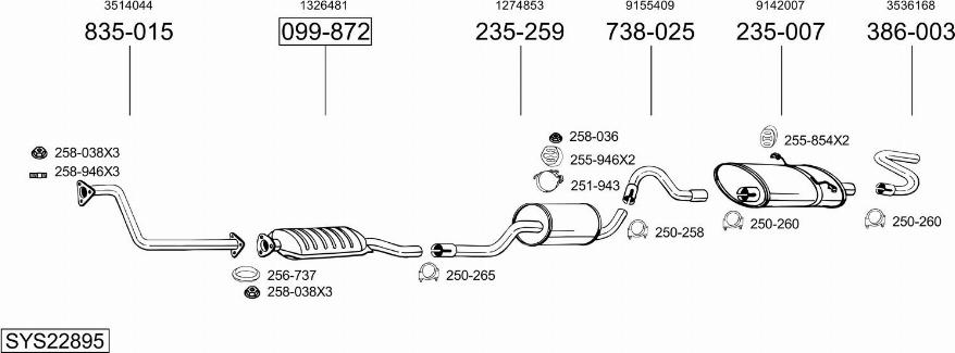 Bosal SYS22895 - Izplūdes gāzu sistēma autodraugiem.lv