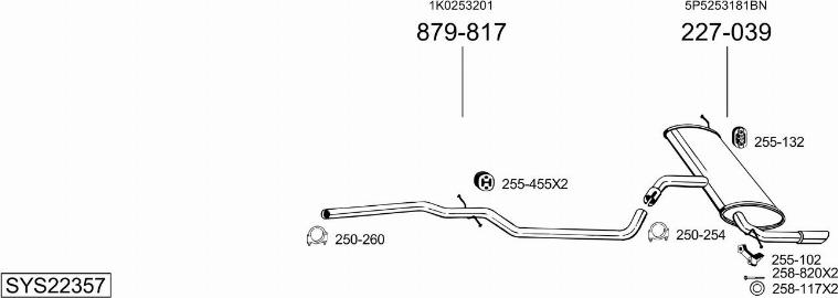 Bosal SYS22357 - Izplūdes gāzu sistēma autodraugiem.lv