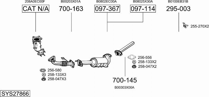 Bosal SYS27866 - Izplūdes gāzu sistēma autodraugiem.lv