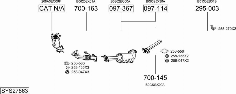 Bosal SYS27863 - Izplūdes gāzu sistēma autodraugiem.lv