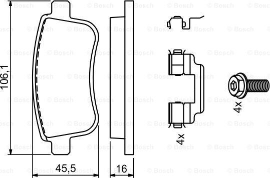 BOSCH 0 986 494 735 - Bremžu uzliku kompl., Disku bremzes autodraugiem.lv